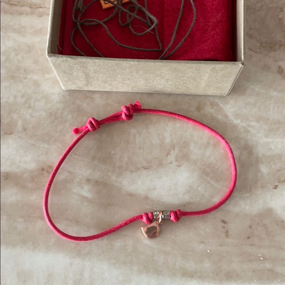 DoDo Charm Red String Bracelet with a D